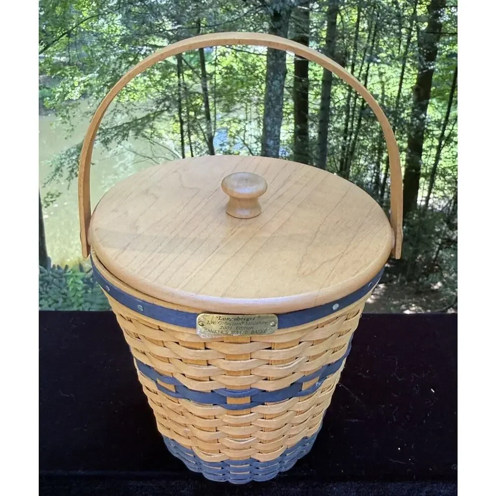 Longaberger J.W. Collection Miniature Banker's Waste Basket 2001 Edition
